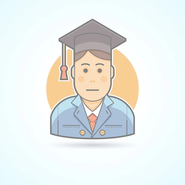 Graduated boy, man in an academic cap icon.