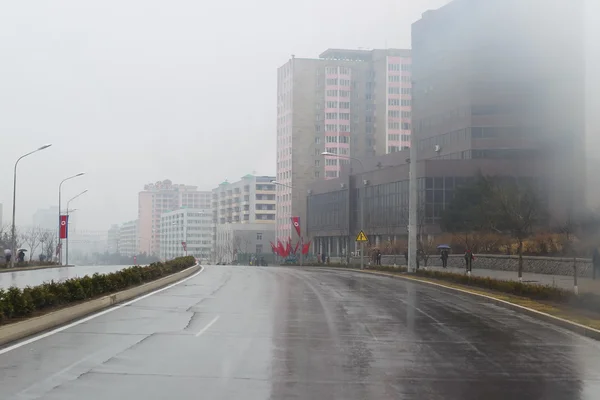 North Korea, Pyongyang, April, 2012 - rainy city on the eve of 1