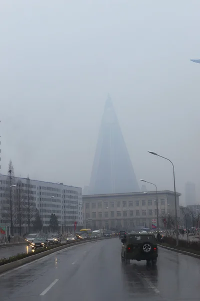 North Korea, Pyongyang, April, 2012 - rainy city on the eve of 1