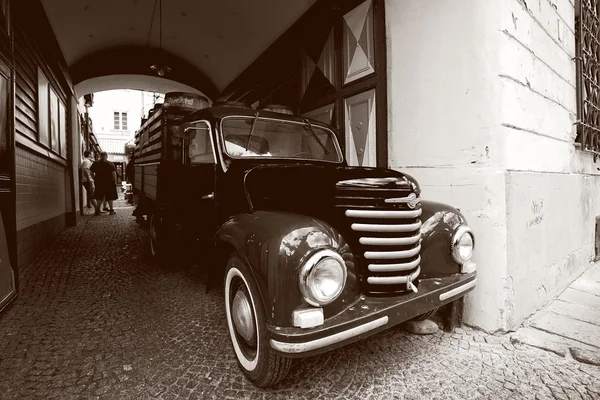 Old car on the Old Town in Warsaw, Poland