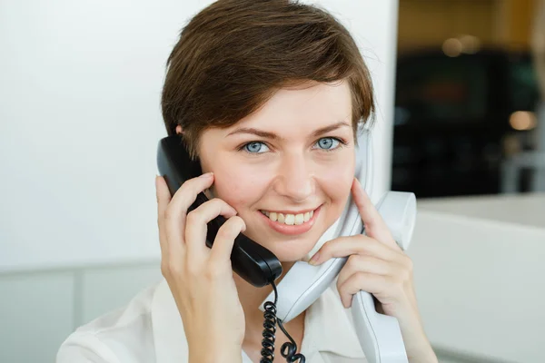 Business woman in call center