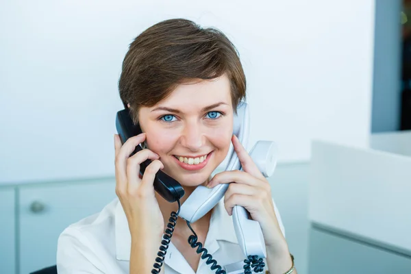 Business woman in call center
