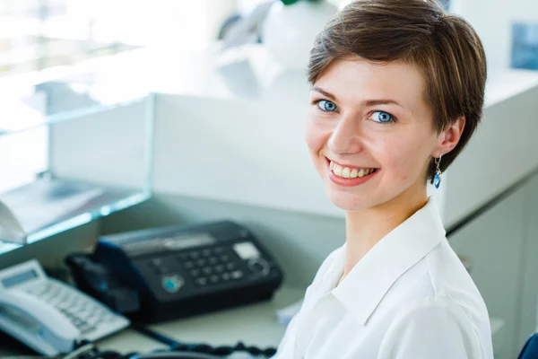 Business woman in call center