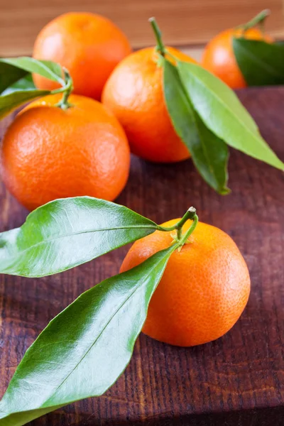 Mandarin oranges with leaves