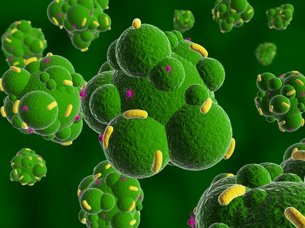 Green Bacteria spheres 3d illustration