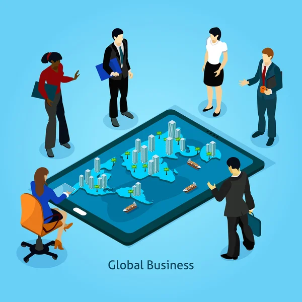 Business People Isometric Composition Icons Set