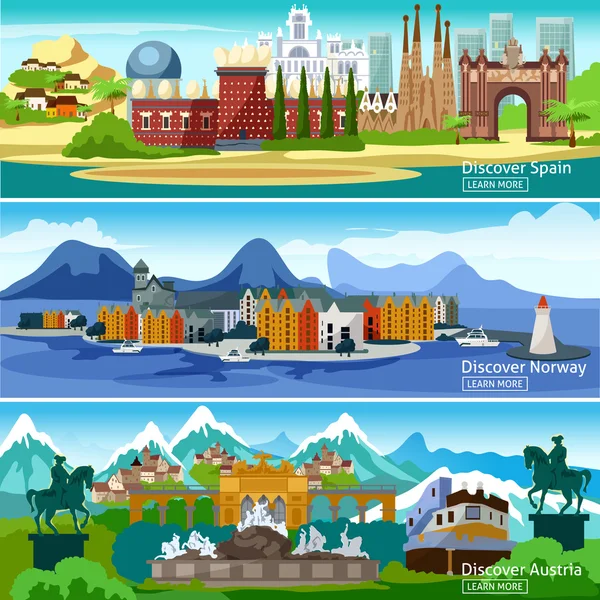 European Touristic Banners Set