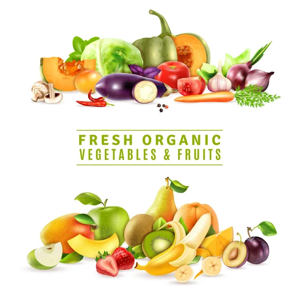 Fresh Vegetables And Fruits Design Concept