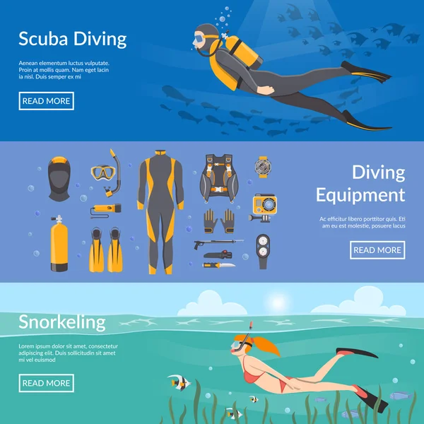 Diving And Snorkeling Horizontal Banners