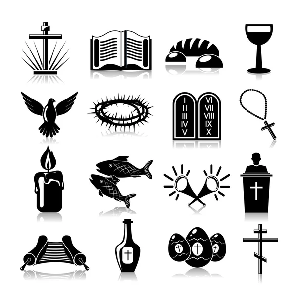 Christianity icons set black