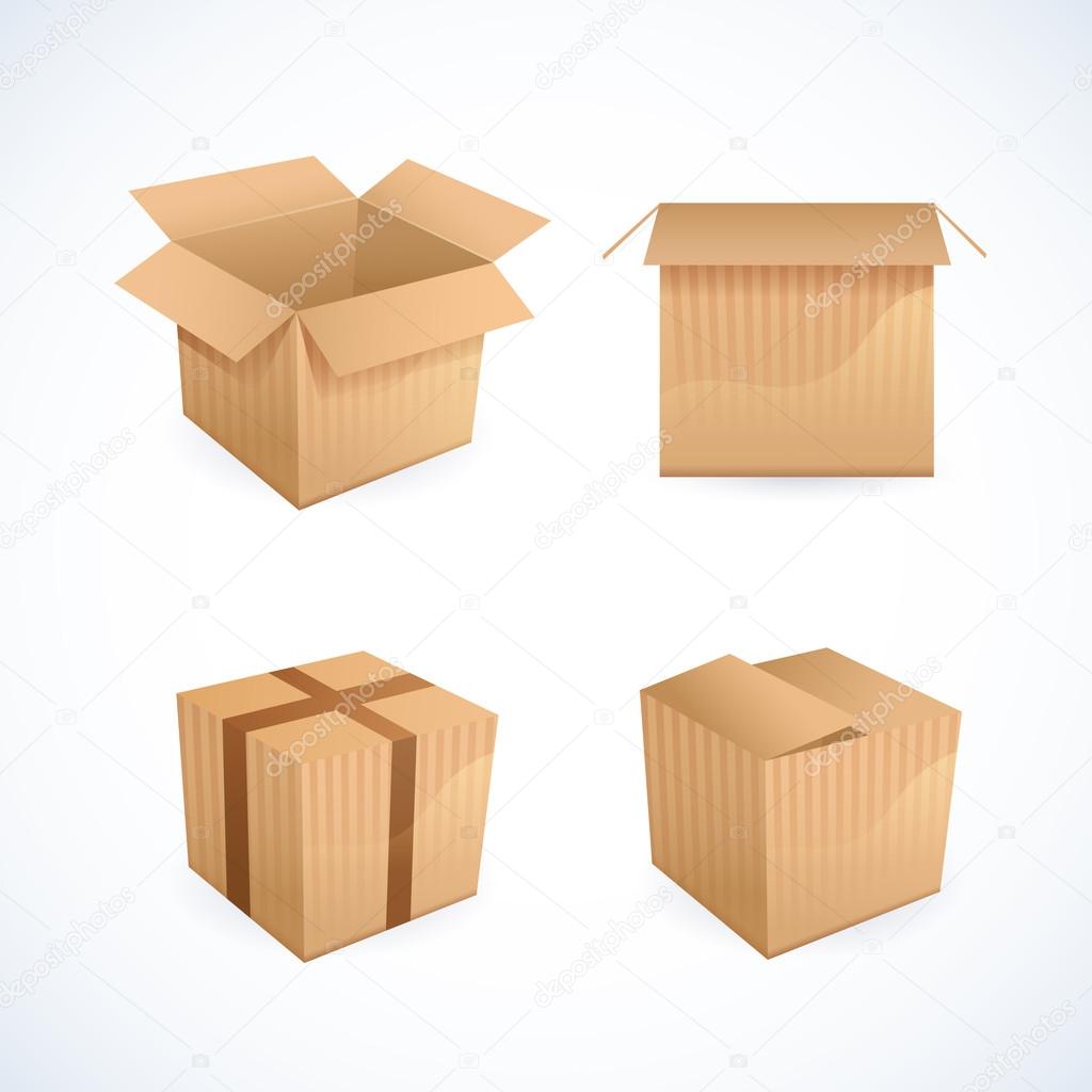 Box und Paket-Symbole — Stockvektor © macrovector #55349191