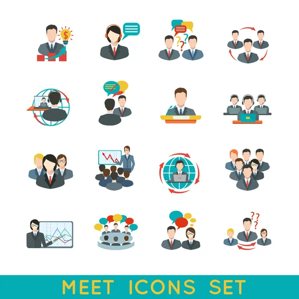 Meeting icons set flat
