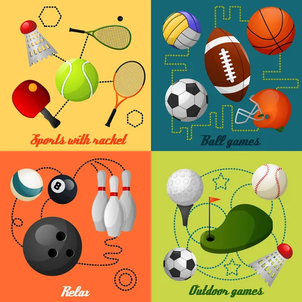 Sports 4 flat icons composition