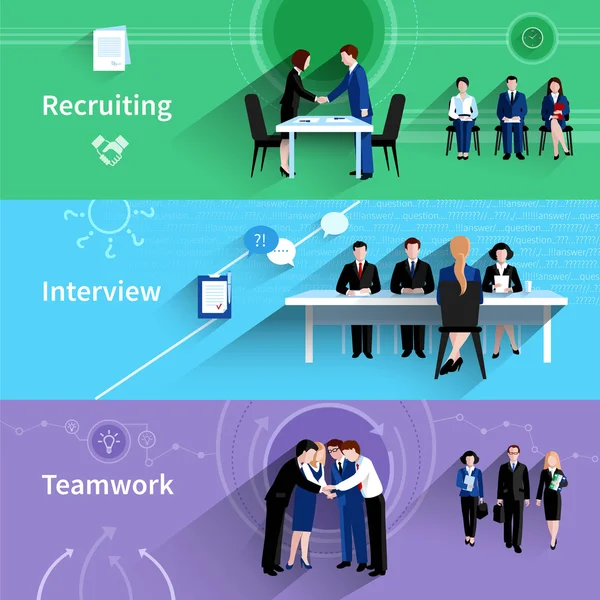 Human resources 3 flat banners set