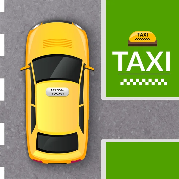Yellow taxi cab top view banner