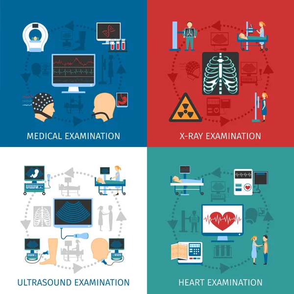 Medical Examination 4 Flat Icons Square