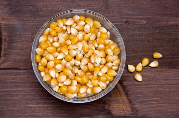 Maize grains dried on wood from above