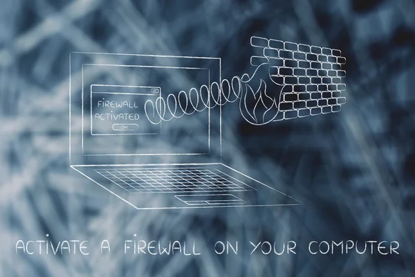 Concept of activate a firewall on your computer