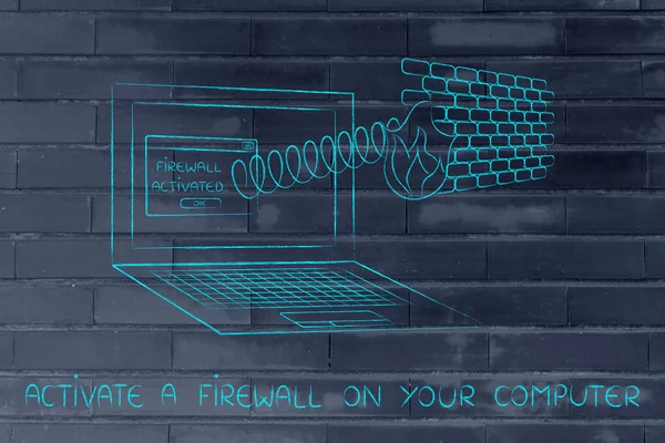 Concept of activate a firewall on your computer