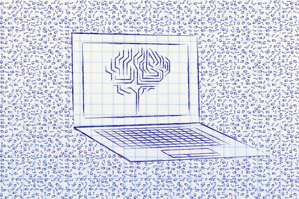 Laptop with circuit brain on screen