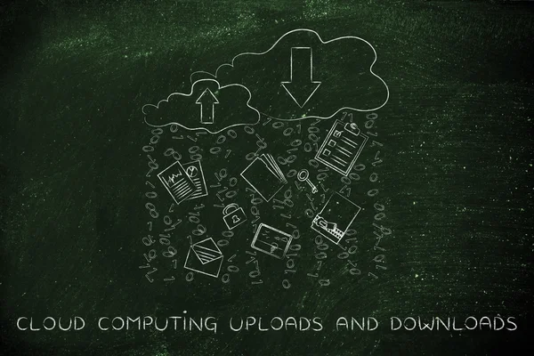 Concept of cloud computing uploads & downloads