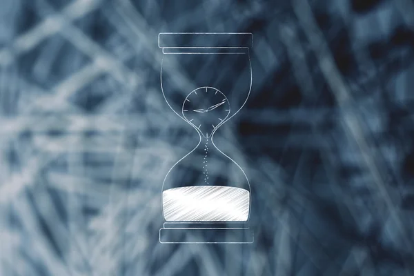 Hourglass with melting clock inside