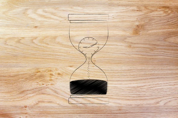 Hourglass with melting clock inside