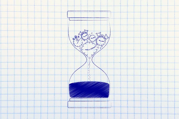 Hourglass with melting clocks & stopwatches