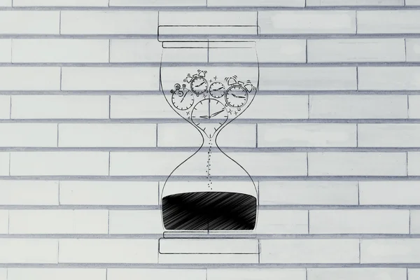 Hourglass with melting clocks & stopwatches