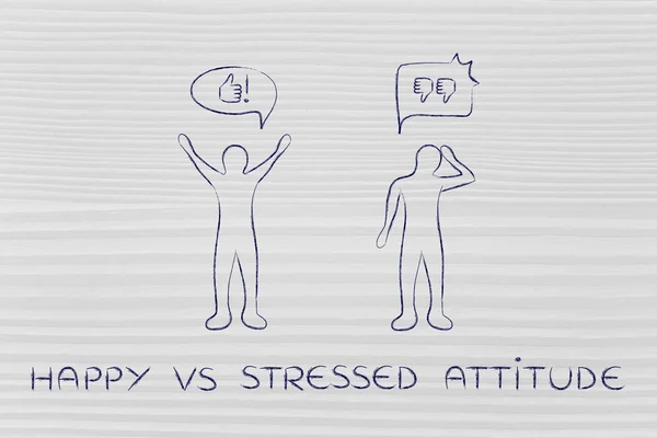 Man with happy attitude vs a stressed person