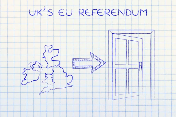 Brexit uk map and open door