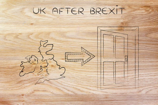 Brexit uk map and open door