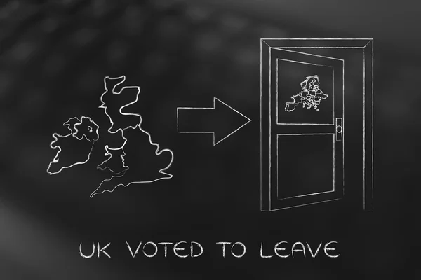 Brexit uk map and open door