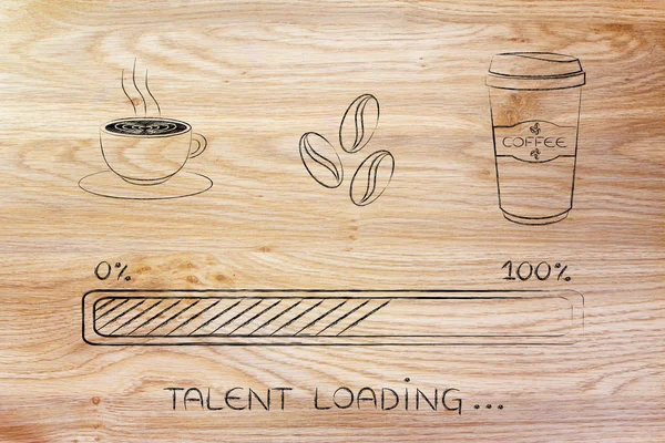Coffee icons with progress bar loading talent