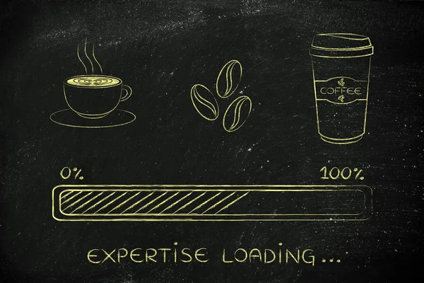Coffee icons with progress bar loading expertise
