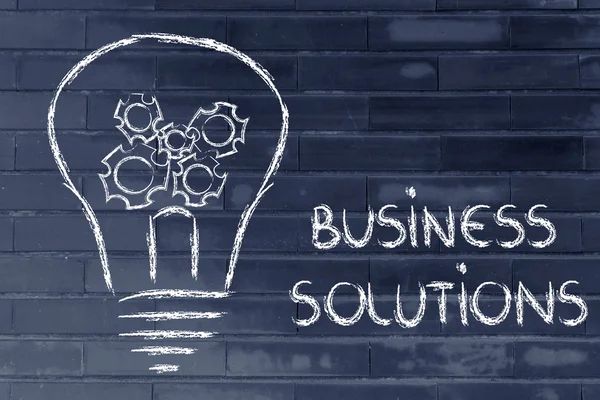 Business solutions, lightbulb with gearwheels
