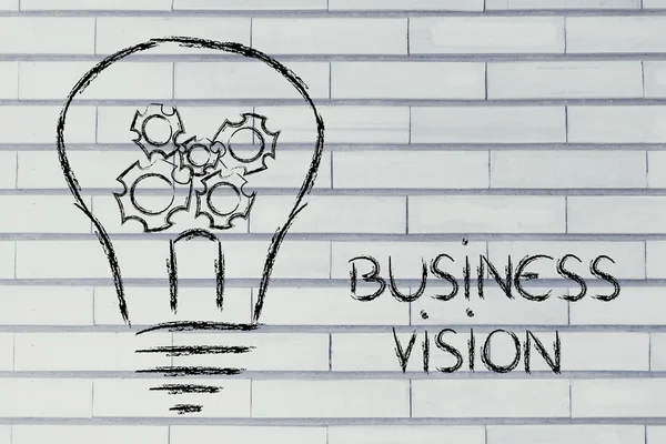 Business vision, lightbulb with gearwheels