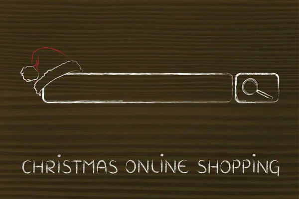Search bar with santa claus hat, concept of Christmas shopping online
