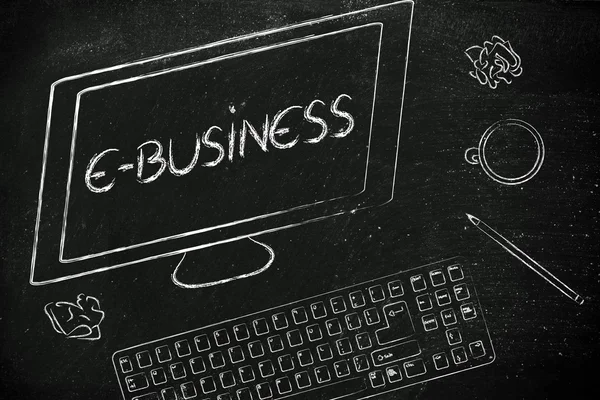E-business text on computer screen