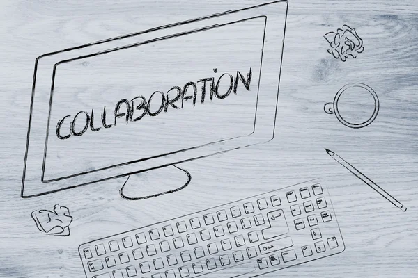 Collaboration text on computer screen