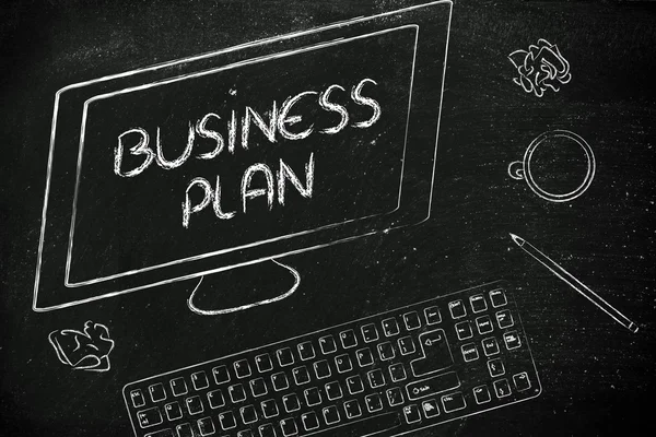 Business Plan text on computer screen