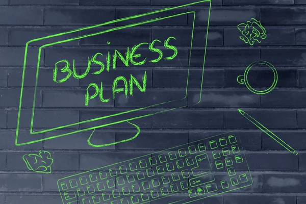 Business Plan text on computer screen