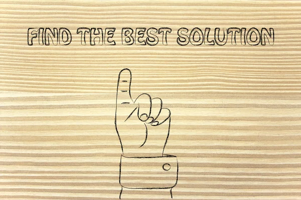 Hand pointing at the writing Find the best solution
