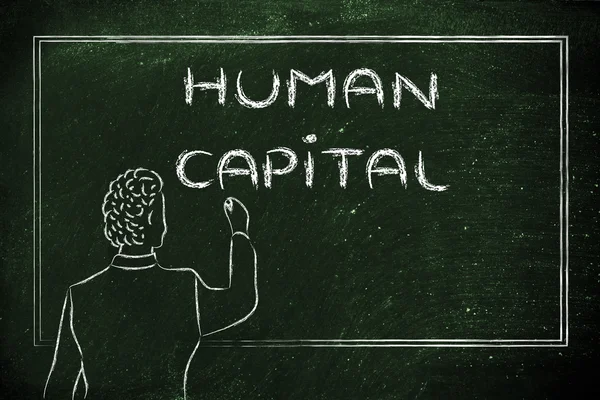 Teacher or ceo explaining about human capital