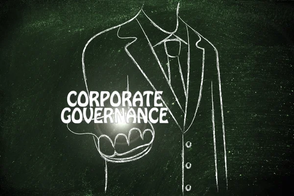 Business man handing out the word Corporate Governance