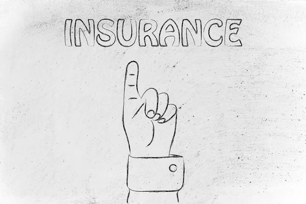 Hand pointing at the writing Insurance