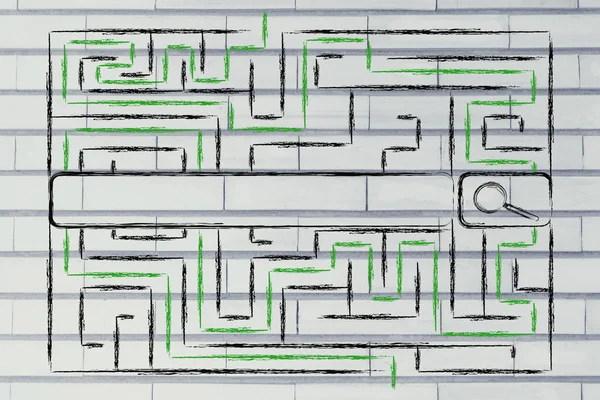 Search bar surrounded by a maze