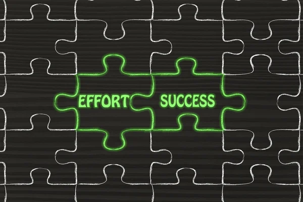 Effort & success puzzle illustration
