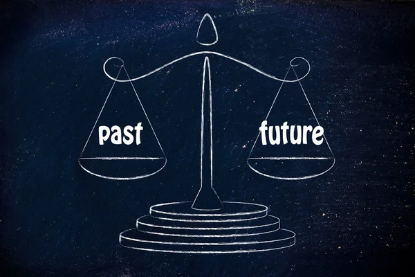 Balance metaphorically comparing past and future