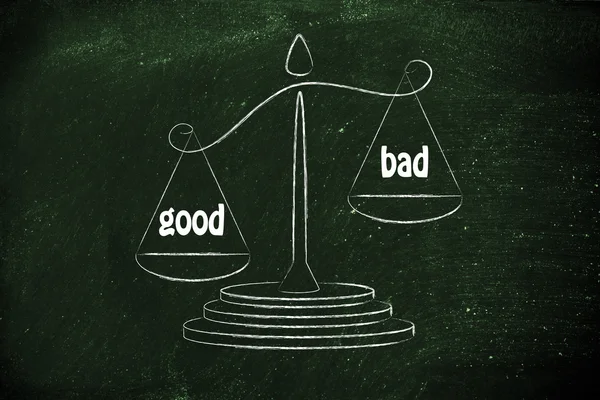 Metaphor of balance measuring the good and the bad